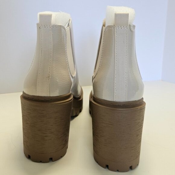 Round Mid Heel Chunky Block Heels Ankle Boots Women's Sz 6 Color Bone Round Toe - Picture 9 of 10